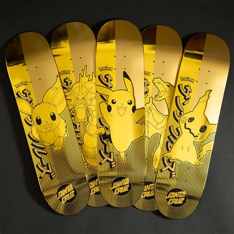 santa cruz gold pokemon skateboard|pokemon skateboard deck gold.